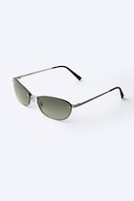 Dark Green - Oval Metal Frame Unisex Sunglasses - 1