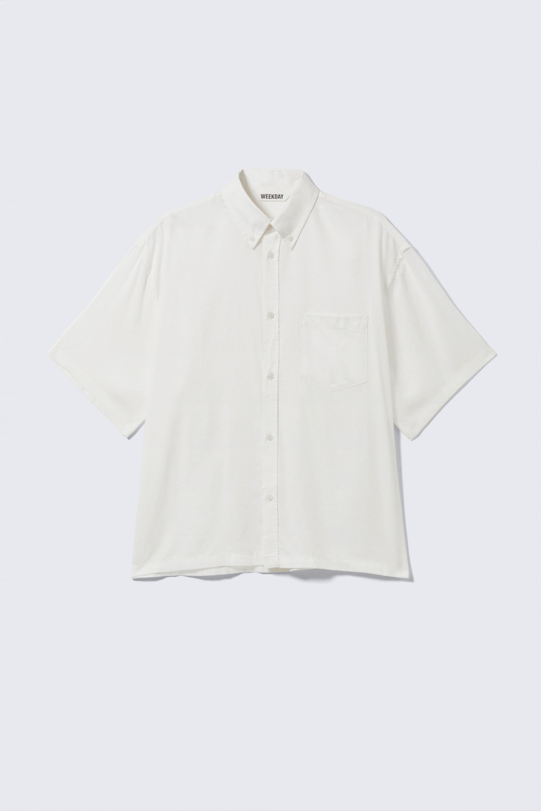 White - Oversized Draped Boxy Short-Sleeved Shirt - 4