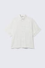 White - Oversized Draped Boxy Short-Sleeved Shirt - 4