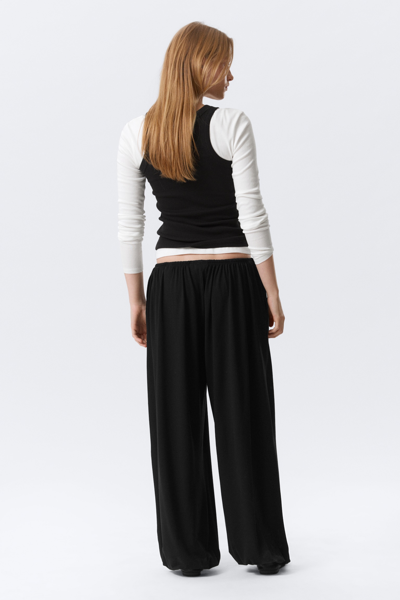 Soft Mid-Rise Balloon Trousers - Zwart - 5