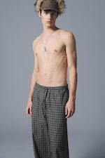 Checked Black - Relaxed Flannel Pyjama Trousers - 1