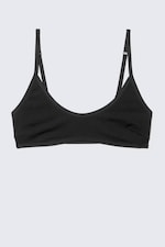Zwart - Inez katoenen bralette met ronde halslijn - 0