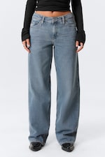 Blue One - Medium Blue - Ample Low Rise Loose Wide Leg Jeans - 1