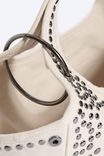 Ljus Mullvad - Canvasväska med nitar - 4