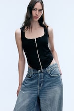 Black - Fitted Zip Corset - 2