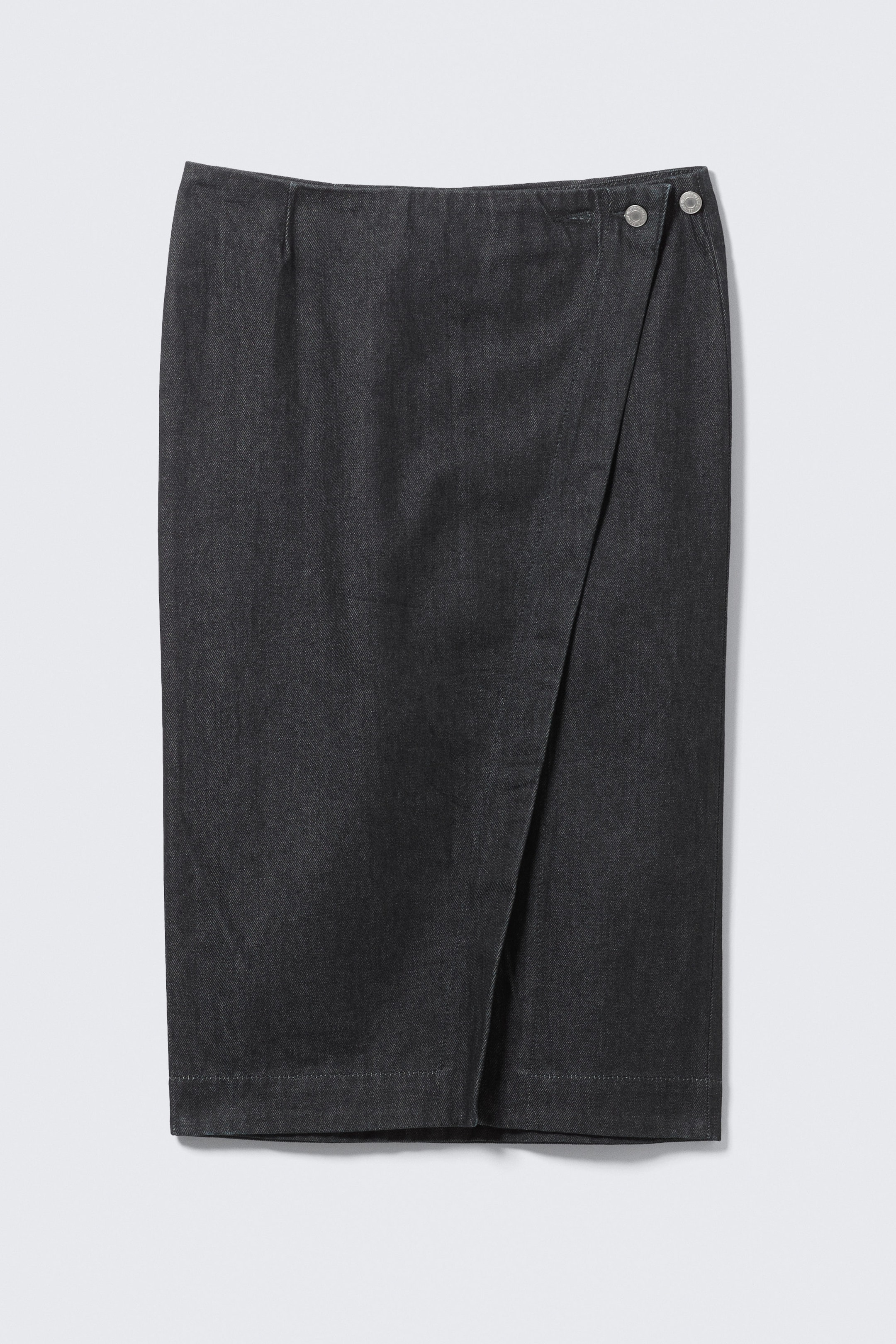 Raw Indigo - Dark Blue - Low Rise Denim Midi Skirt - 4