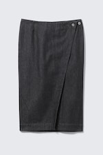 Raw Indigo - Dark Blue - Low Rise Denim Midi Skirt - 4