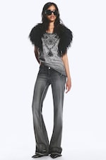 Black Moon - Grå - Booty Bei Low Waist Skinny Bootcut Jeans - 0