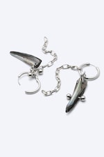 Black/Silver/Pearl - Shell Pendant Earrings - 1