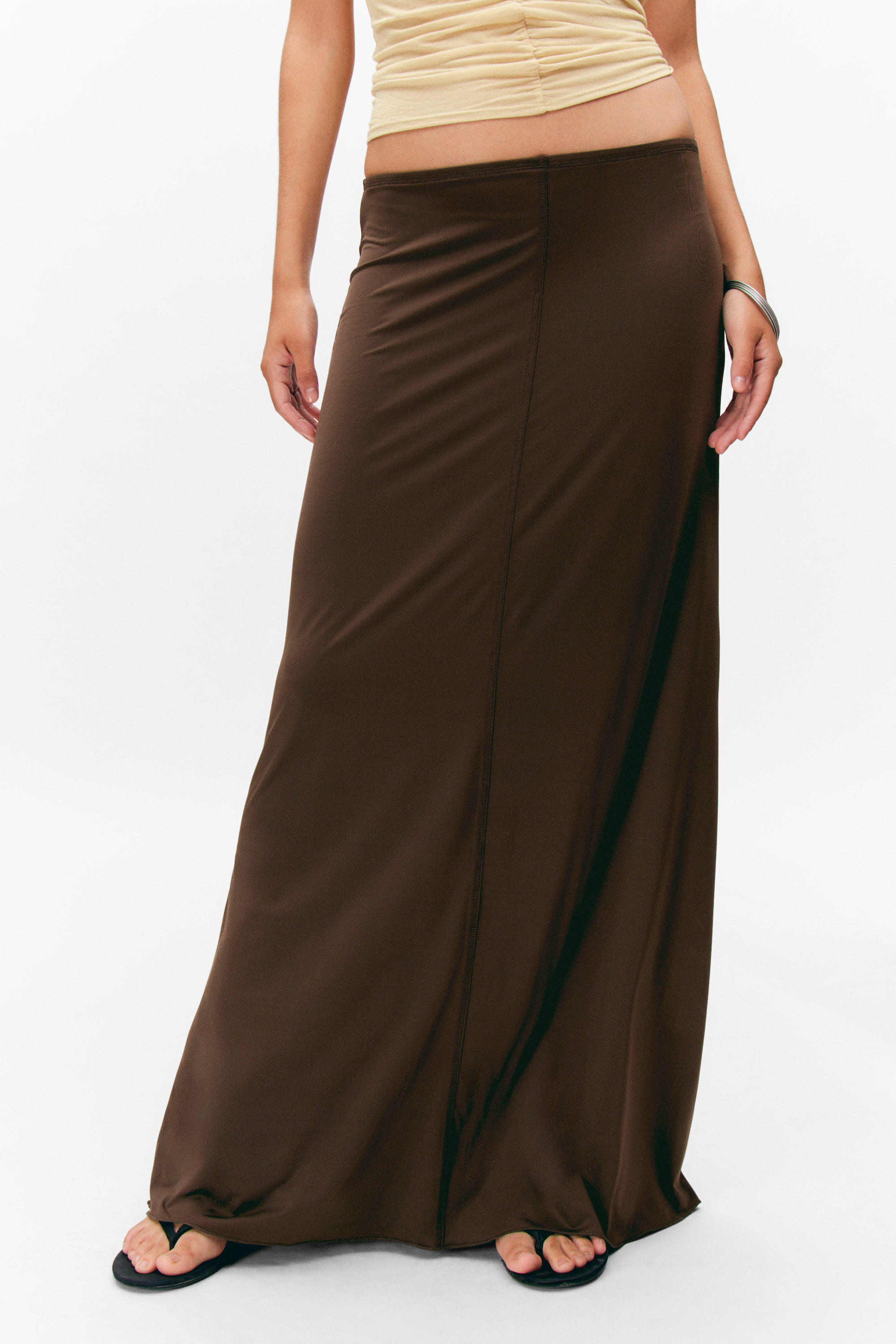 Dark Brown - Maxi Jersey Skirt - 2