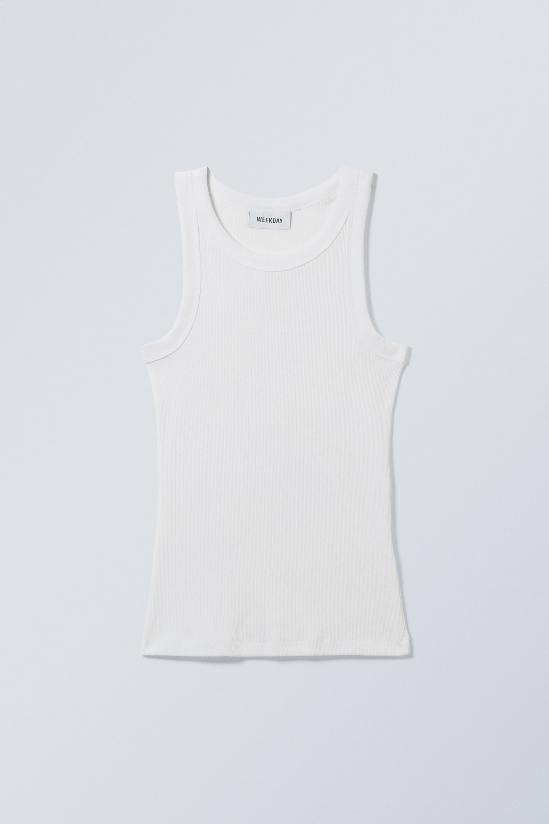 Weiß - Tailliertes geripptes Tanktop - 3