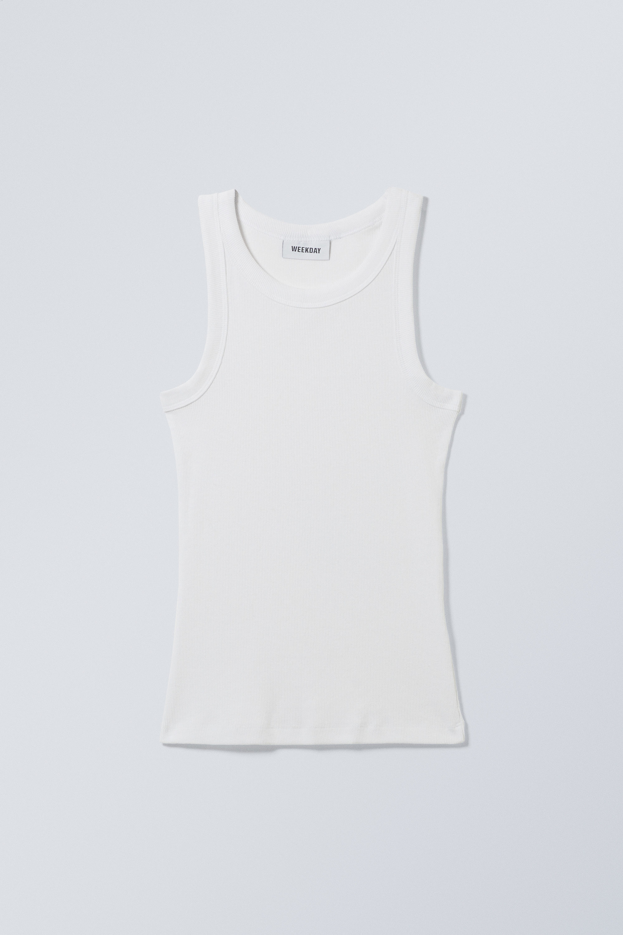 White - Fitted Rib Tank Top - 3