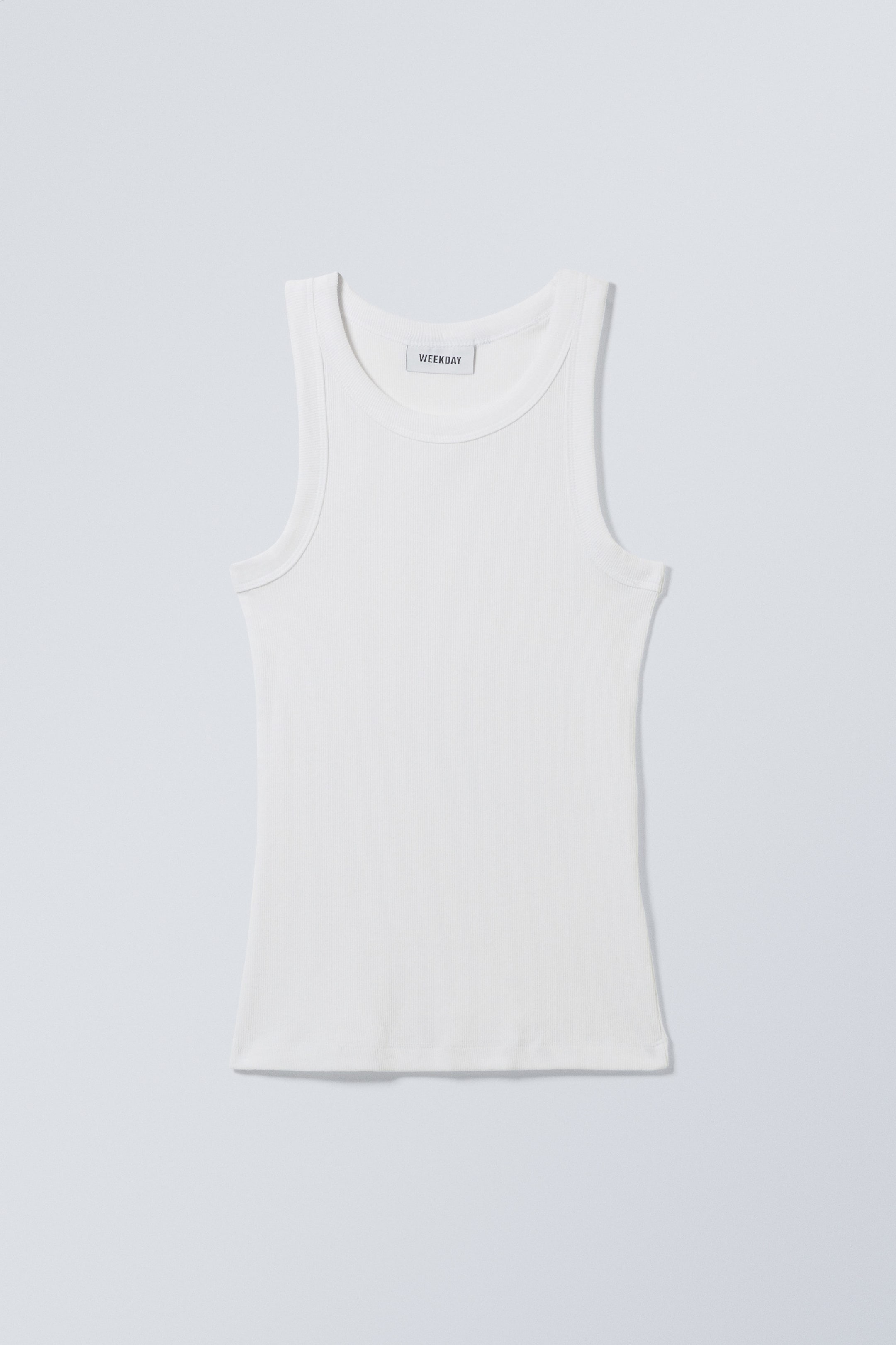 White - Fitted Rib Tank Top - 3