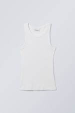 White - Fitted Rib Tank Top - 3