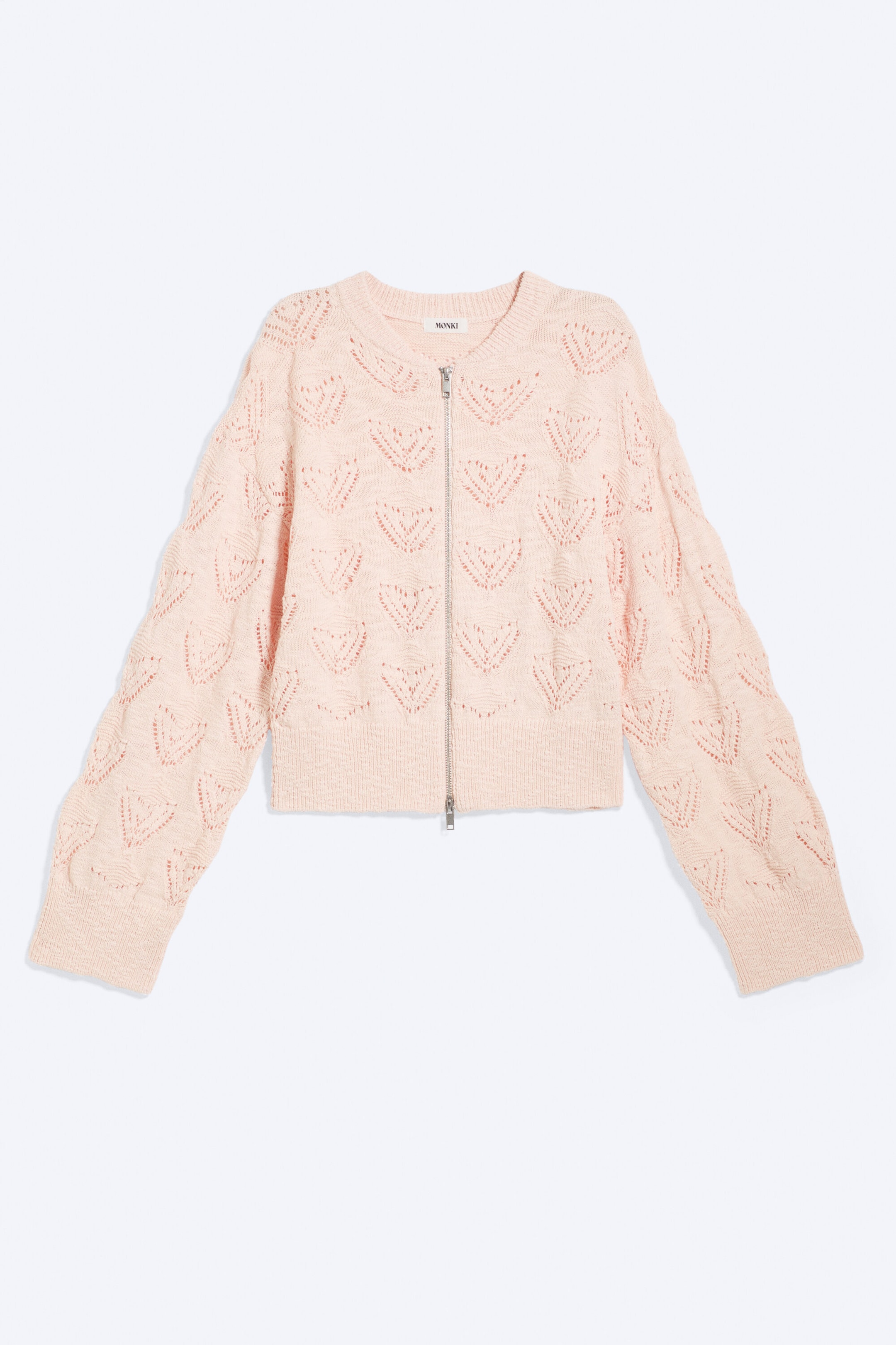 Helles, staubiges Pfirsich - Strickjacke mit Reißverschluss - 3
