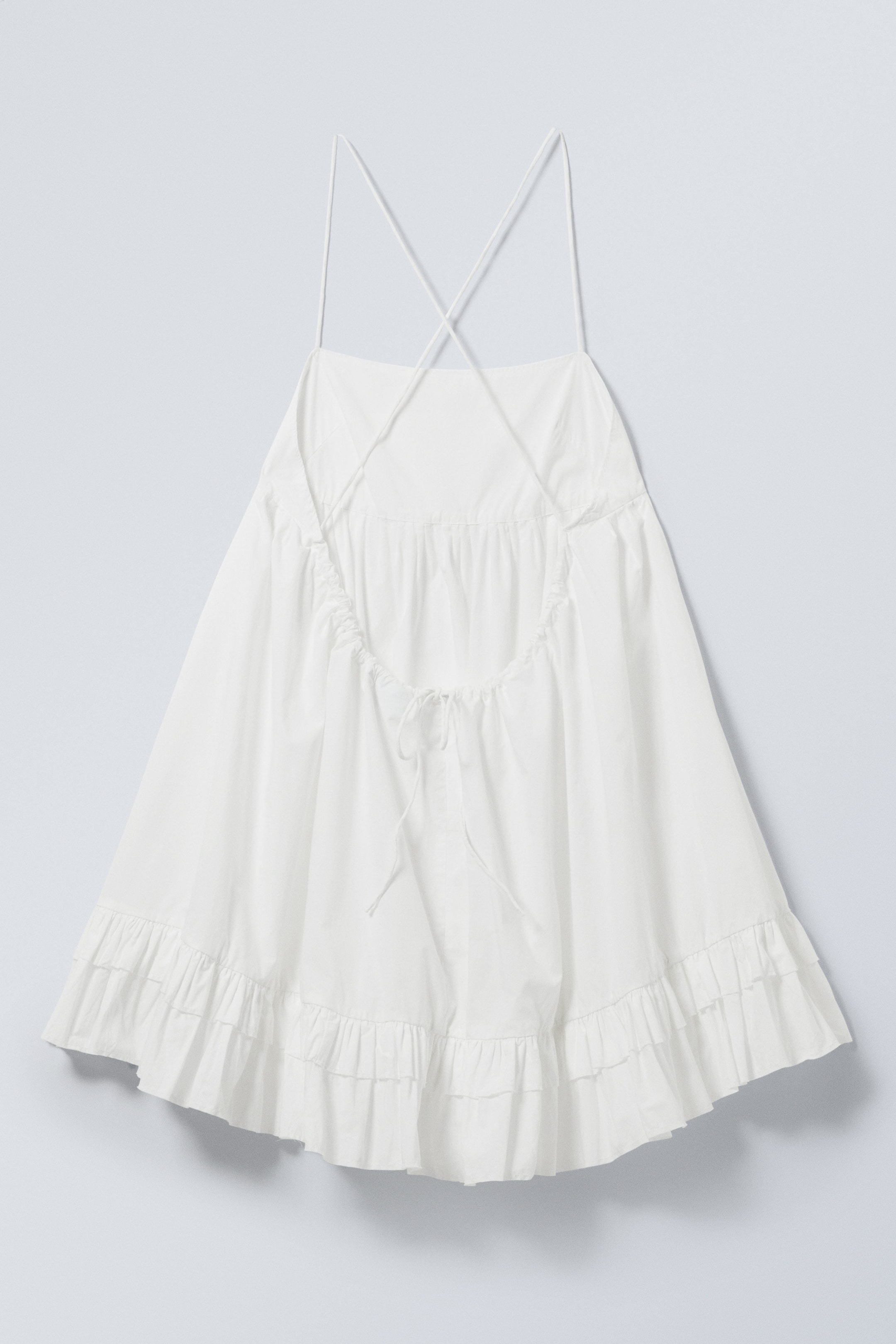 White - Mini Poplin Strap Dress - 1