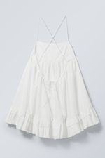 White - Mini Poplin Strap Dress - 1
