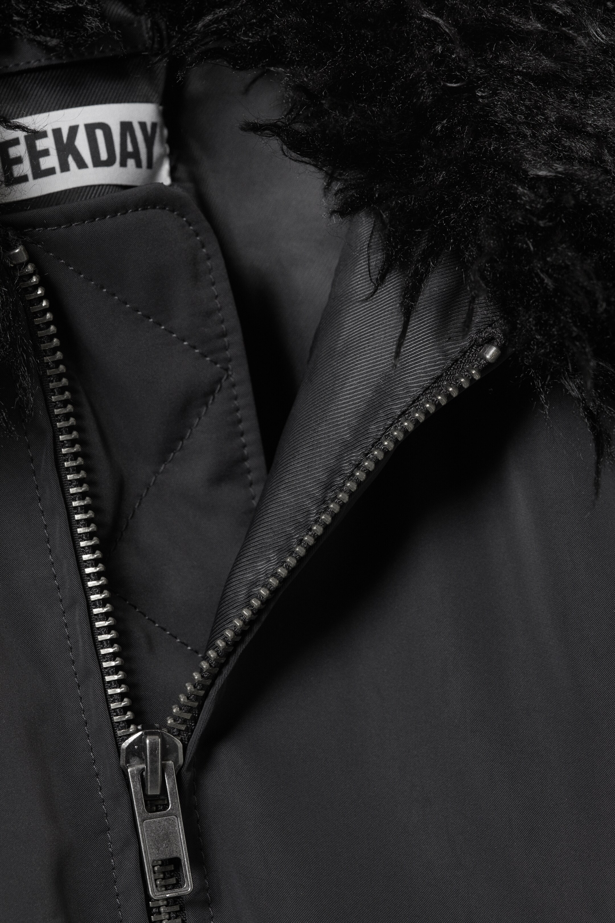 View larger image: Faux Fur Collar Bomber Jacket - Dark Grey - Ladies | H&M GB 7