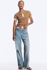 Faded Blue - Bleu moyen - JEAN WAVE TAILLE BASSE COUPE LOOSE - 0