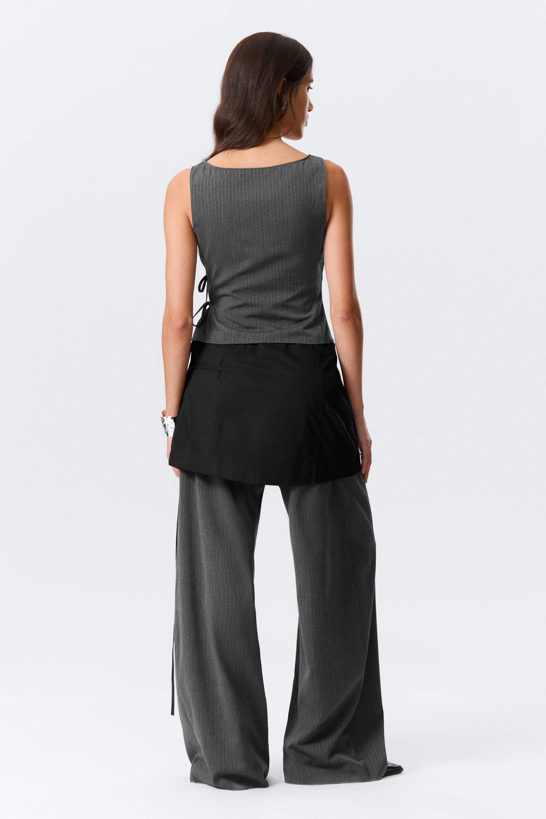 Dark Grey Melange - Asymmetric Wrap Strap Top - 2