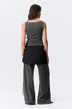 Dark Grey Melange - Asymmetric Wrap Strap Top - 2