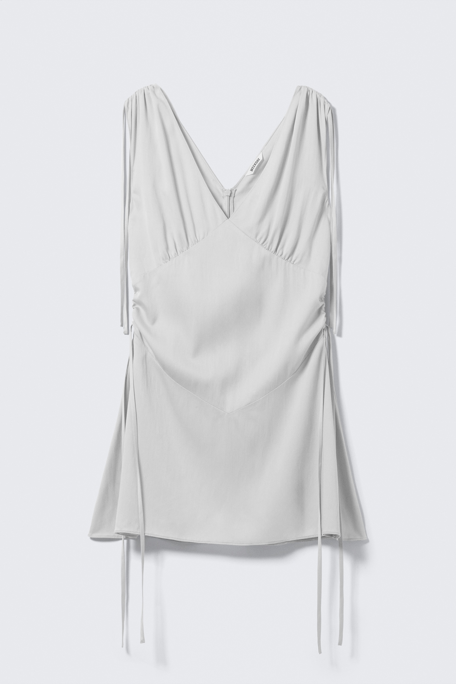 V-neck Sleeveless Strap Mini Dress - Light Grey/Dark Grey - 2