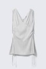 Light Grey - V-neck Sleeveless Strap Mini Dress - 3