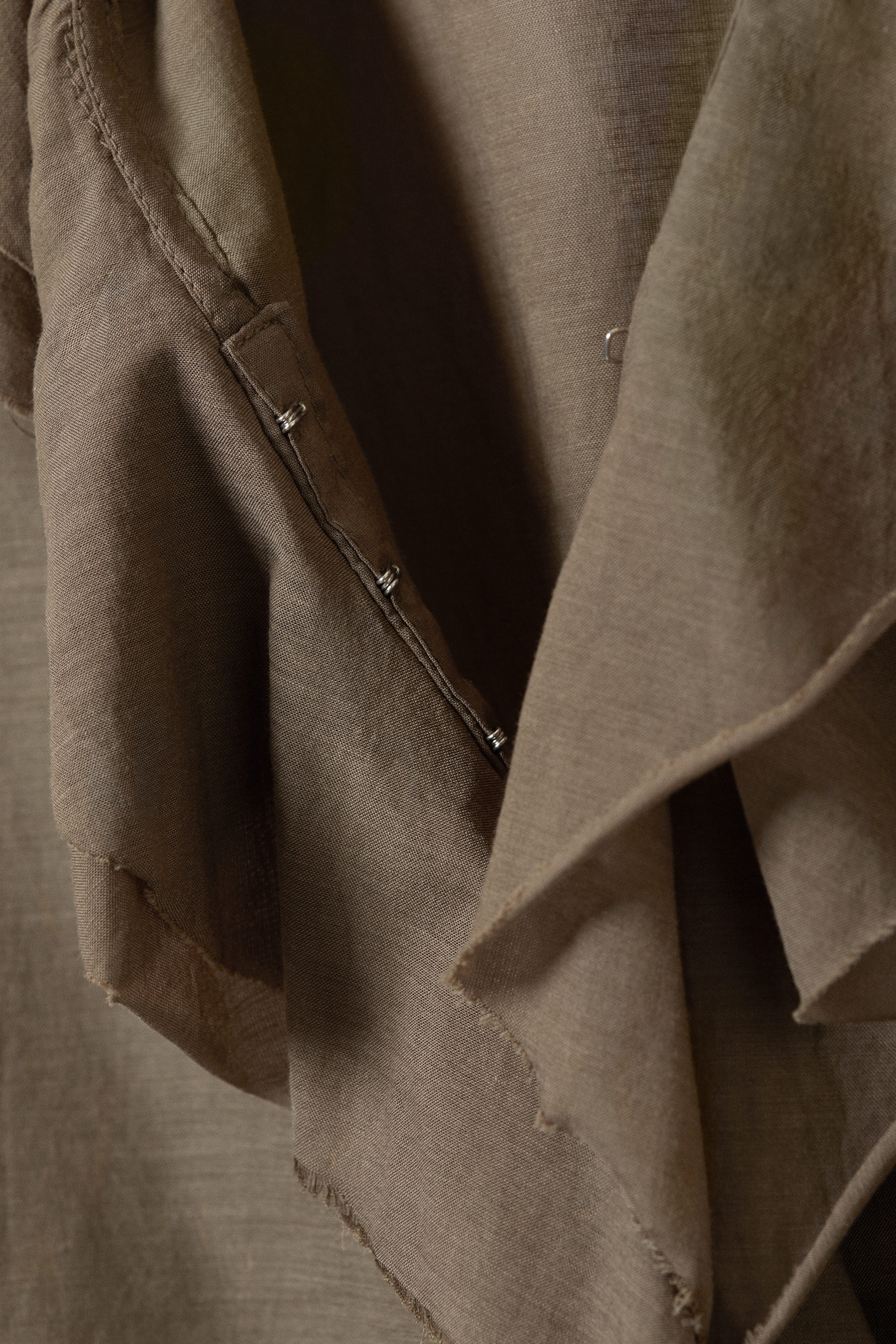 Brown - Frilled Long-Sleeved Wrap Blouse - 2