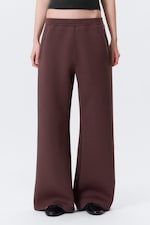 Burgundy - Relaxed Barrel Leg Scuba Sweatpants - 1