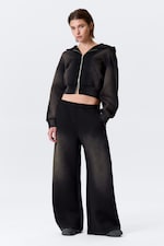 Washed Black - Washed Wide Leg Scuba Sweatpants - 0