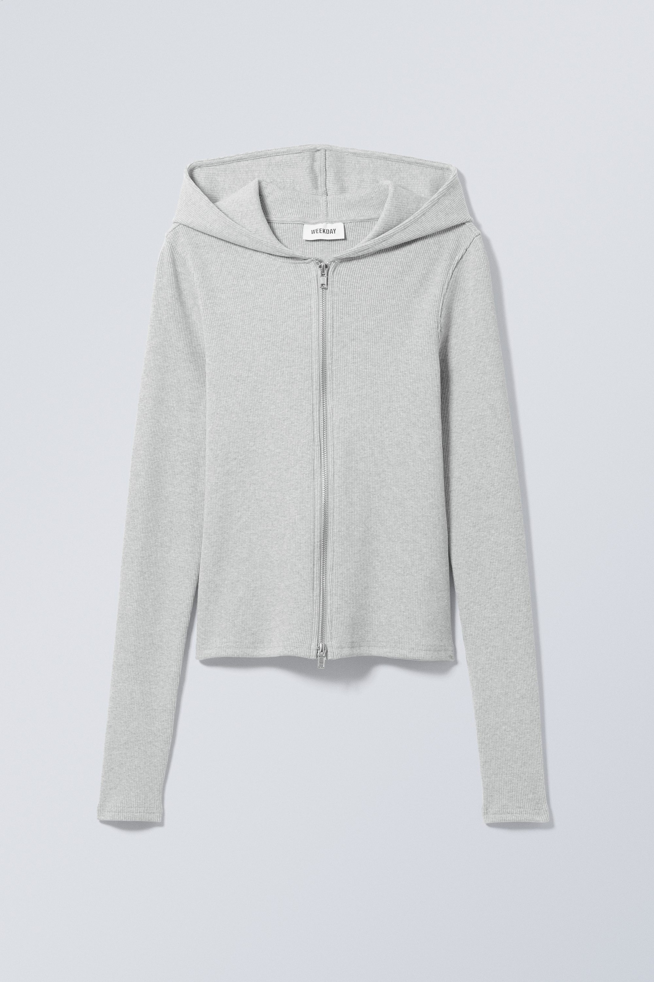 Taupe - Enger Kapuzenpullover mit Reißverschluss - 0