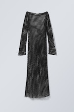 Noir - Robe filet en coton - 0