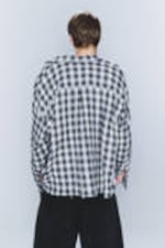 Checked Dark Blue - CM x LB Checked Long-Sleeved Unisex Shirt - 3