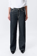 Blue Rinse - Dark Blue - Dynasty Low Rise Loose Wide Leg Jeans - 1