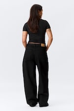 Black Rinse - Black - Astro Mid Rise Loose Baggy Leg Unisex Jeans - 6