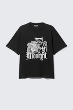 Svart - Midnight - En boxig, grafisk t-shirt med tryck - 5