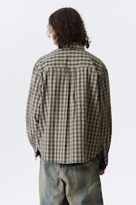 Checked Beige - Oversized Checked Shirt - 3