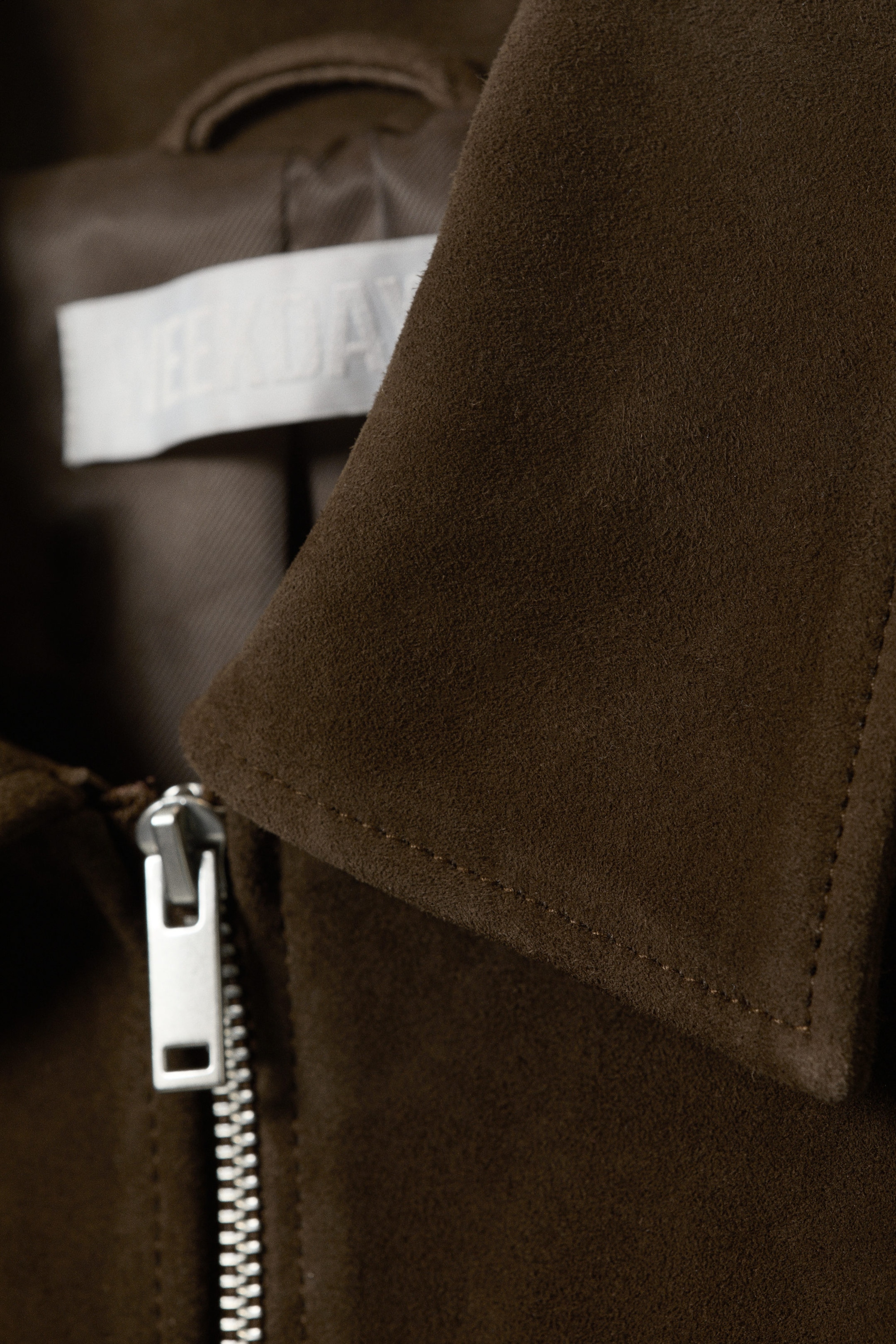 Dark Brown - Boxy Suede Zip Jacket - 8