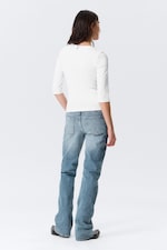 White - Fitted Three-Quarter Sleeve Top - 2