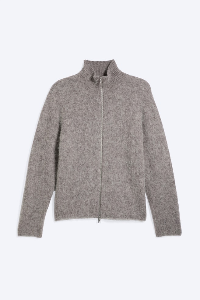 Avslappnad zipcardigan alpackablandning - Grå mullvad/Mörkgrå - 1
