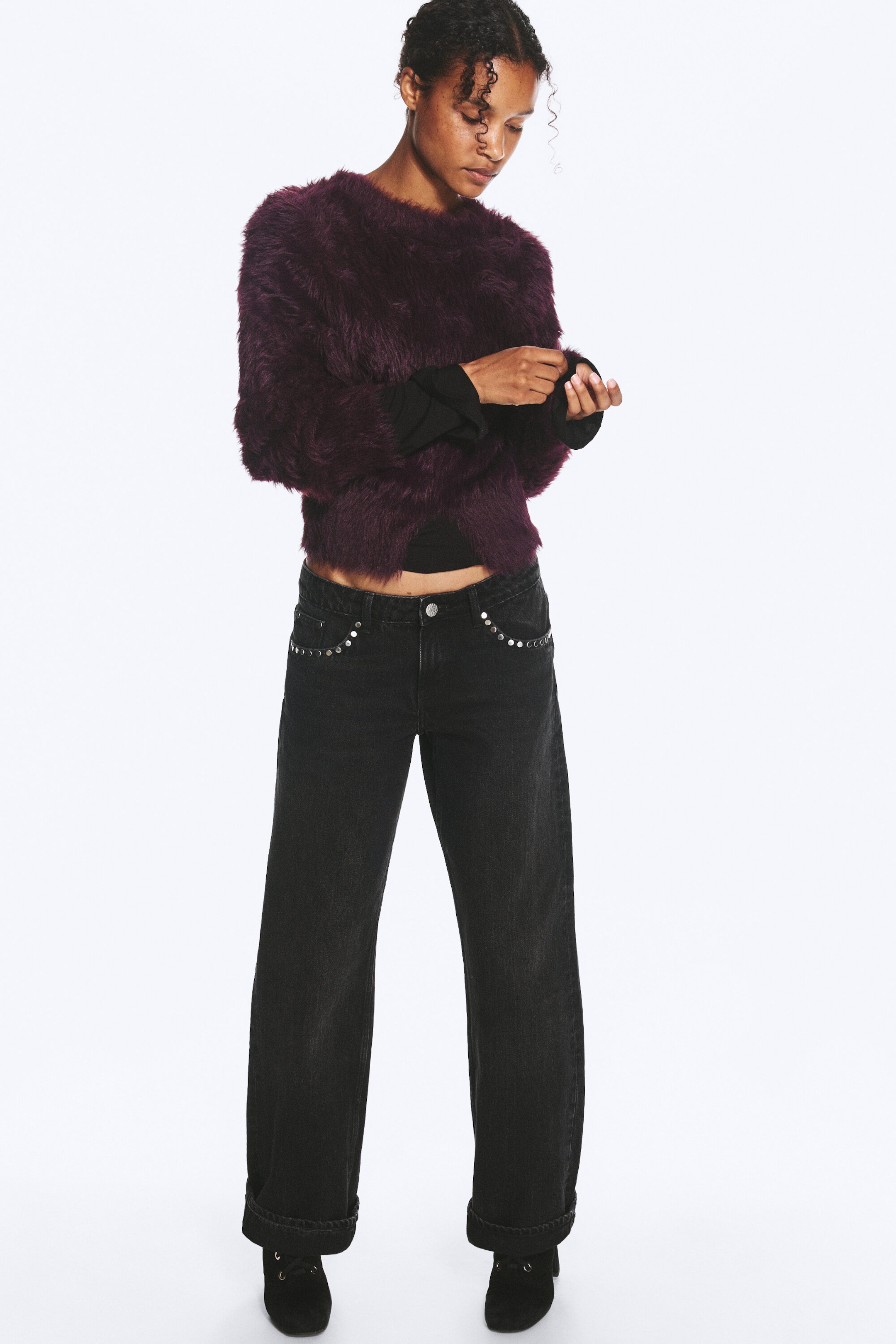 Prune - Pull en maille duveteuse - 2