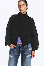 Black - Jersey button up jacket - 0