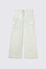 Light Mint - Sheer Drawstring Wide Leg Trousers - 4