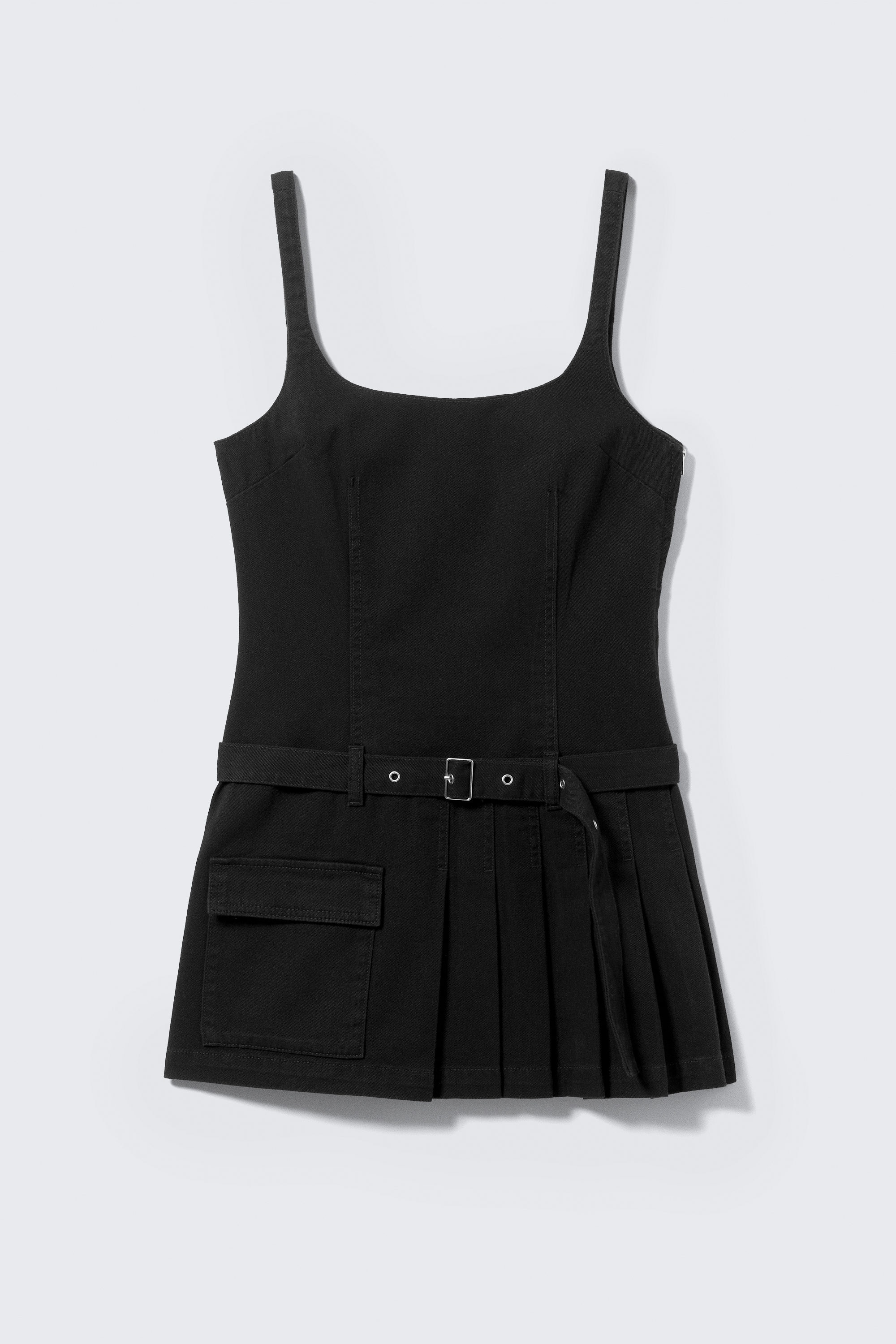 Svart - Plisserad miniklänning med bälte - 5