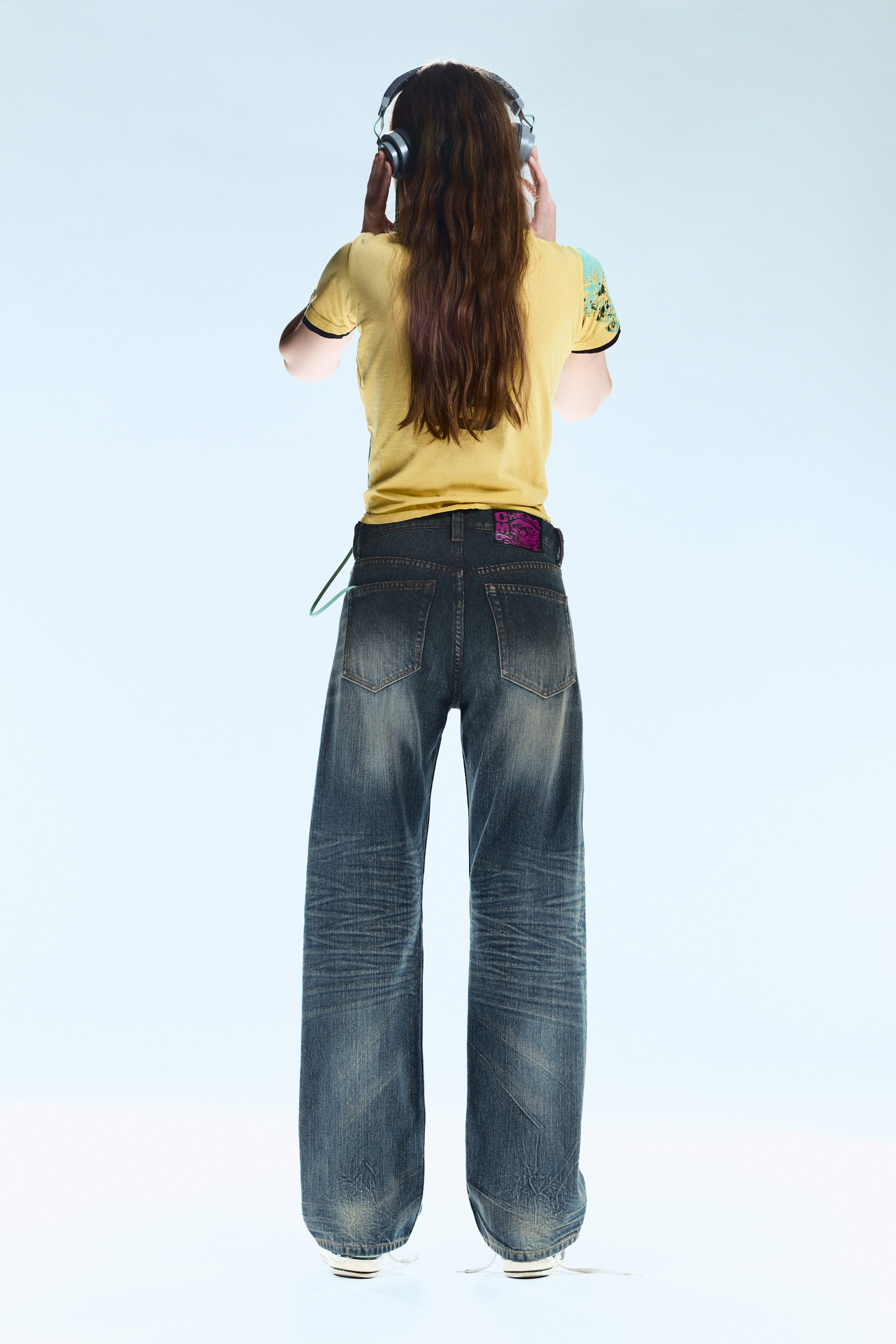 anti unisex low waist regular straight jeans - Steel Blue - Medium