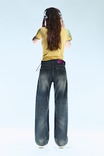 Steel Blue - Medium Blue - Anti Unisex Low Waist Regular Straight Jeans - 5