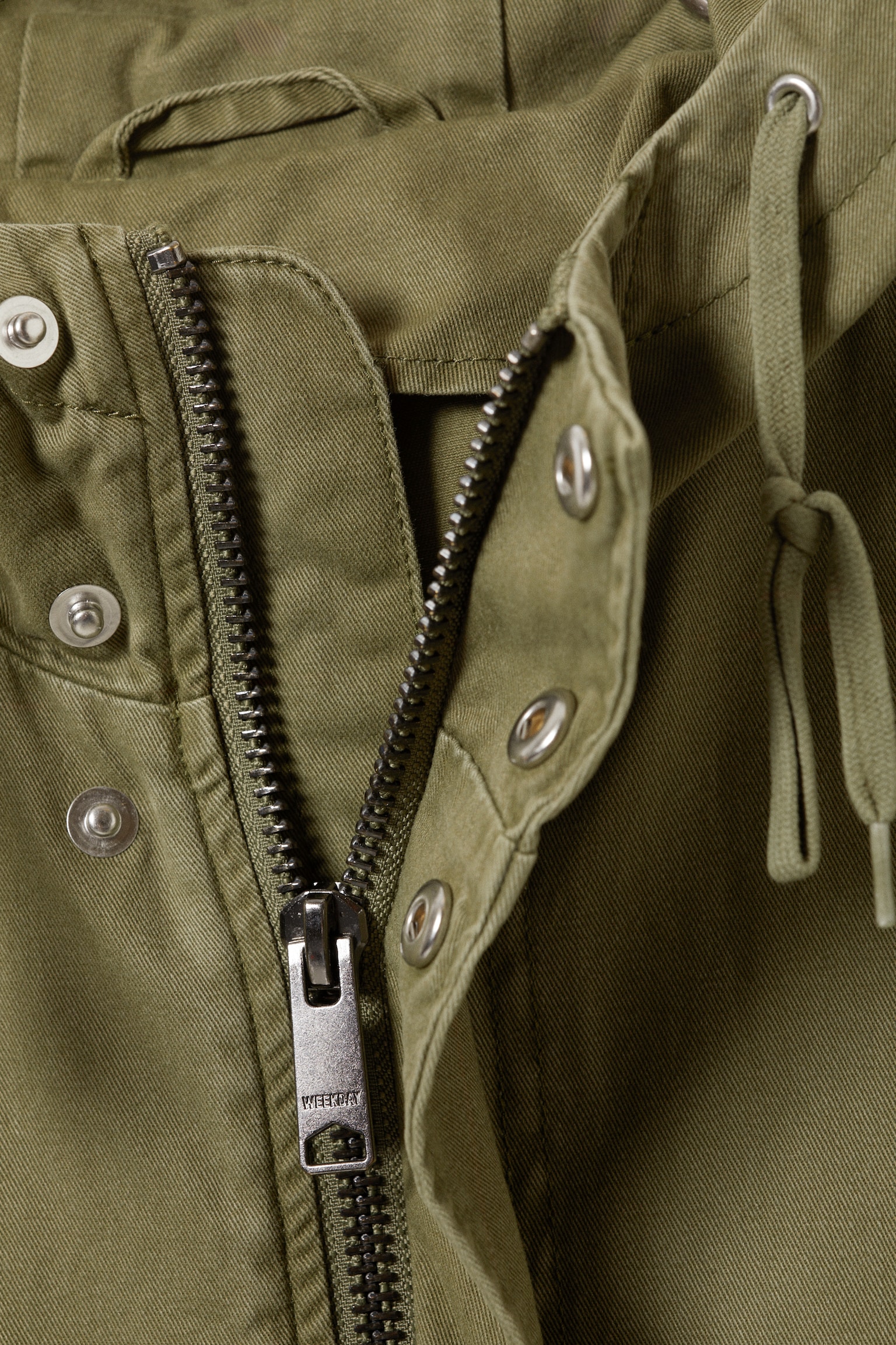 Oversized Cotton Twill Parka - Khaki Green - 2