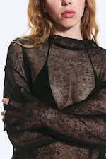 Schwarz - Pullover aus Leinenmix - 2