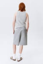 Lichtgrijs gemêleerd - Geribde regular fit tanktop - 2