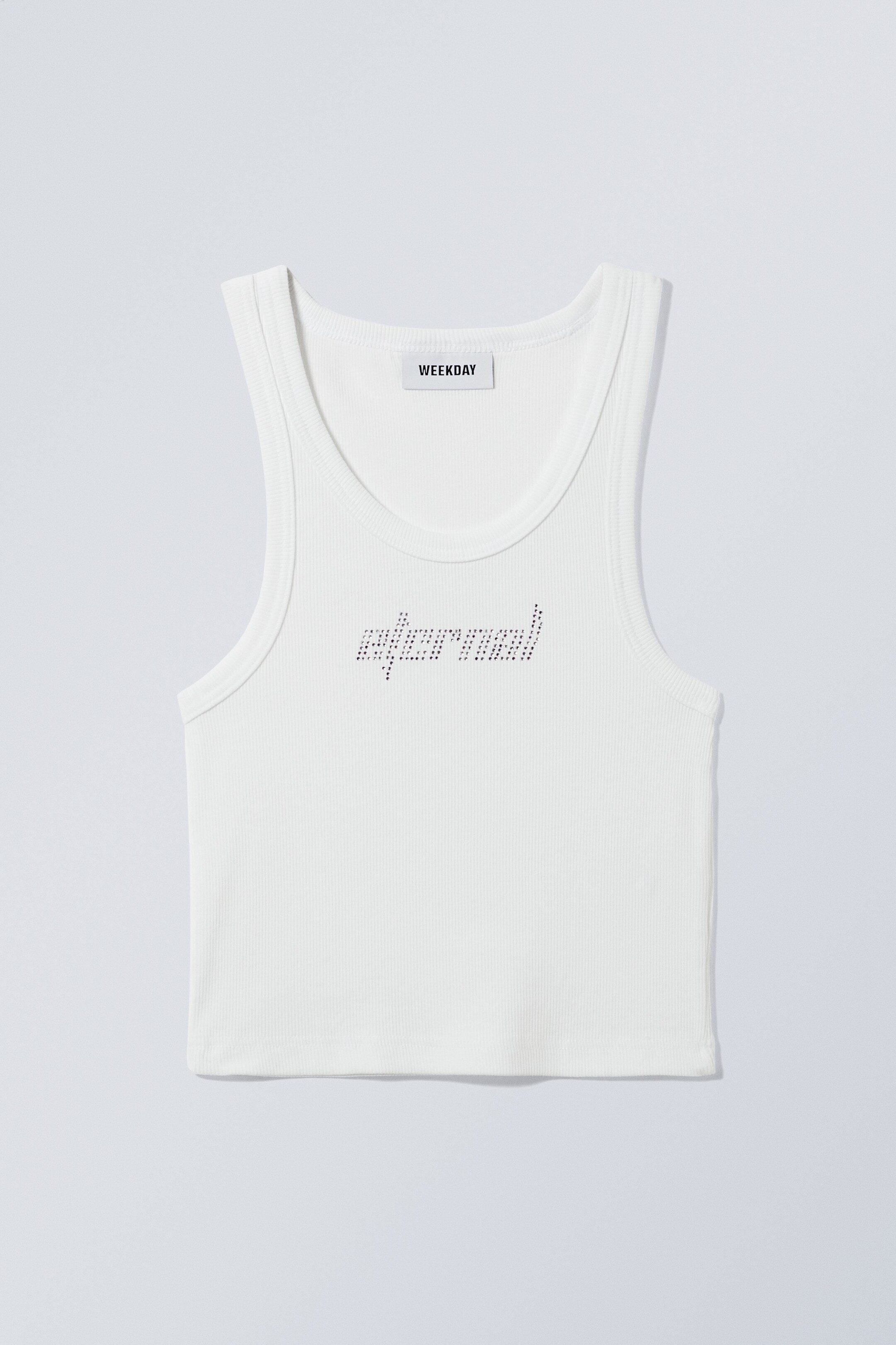 White - Close Rhinestone Tank Top - 0